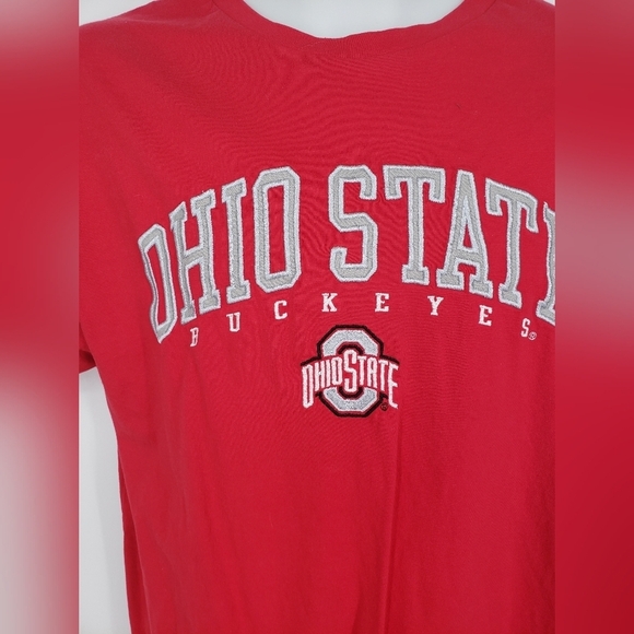Champion T Shirt OHIO STATE Buckeyes  Mens Large Red Grey & White Logo NCAA - Picture 2 of 7